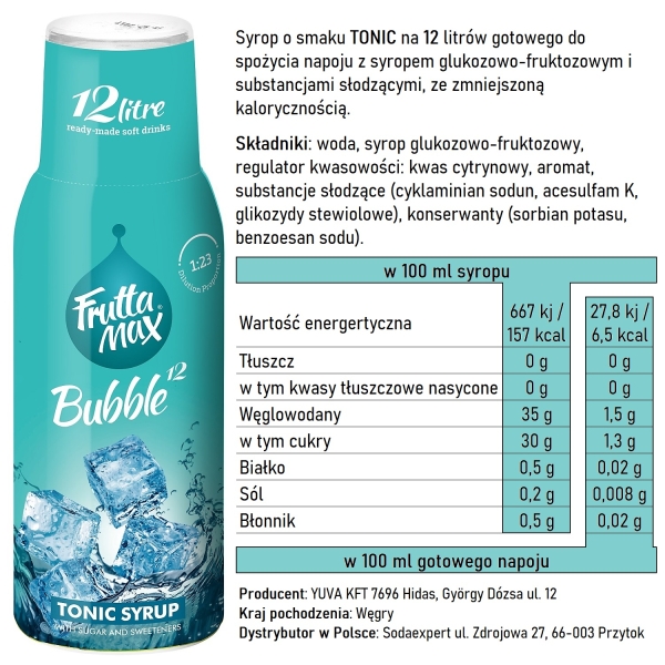 Syrop FruttaMax TONIC 500 ml na 12 litrów